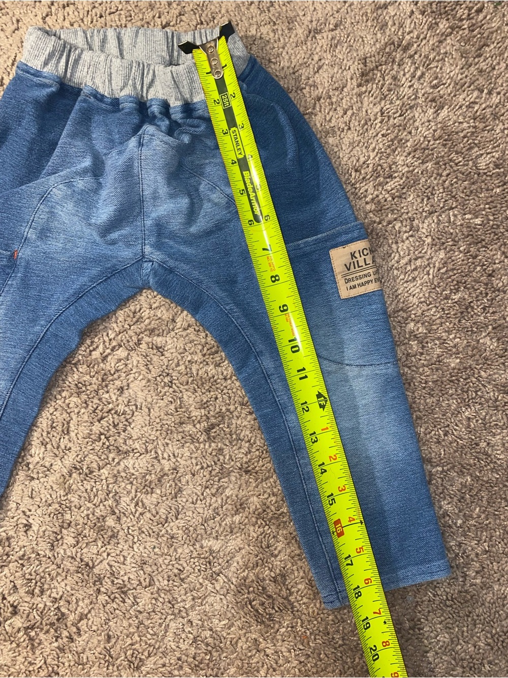 Kicky Village Toddler Boys Size 90 Faux Denim Jogger Pants Blue Harem Drop - Picture 5 of 9